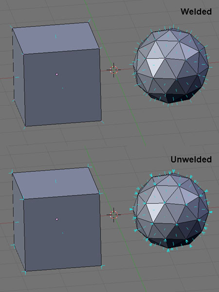 Normals before and after unwelding
